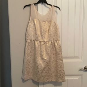 Lace top gold dress